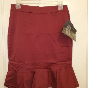 IMAN Global Chic Burgundy Skirt w/ ruffle Size 8